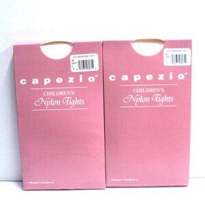Capezio Children's Nylon White Seamless Tights Sz L Dance, Cheer Lot of 2 NEW 3C